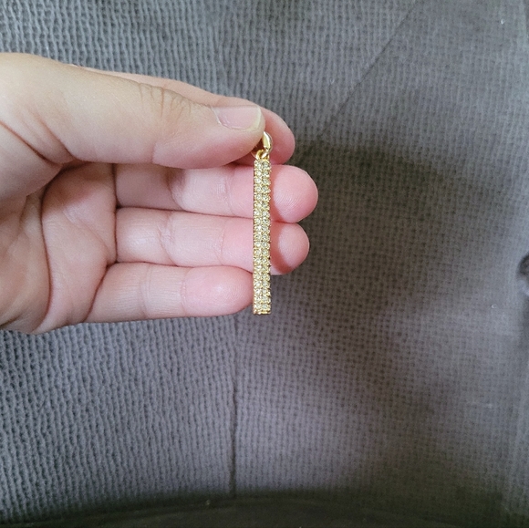 Vertical↕️ Bar Pendant with Pave Crystals💎 - Picture 2 of 15